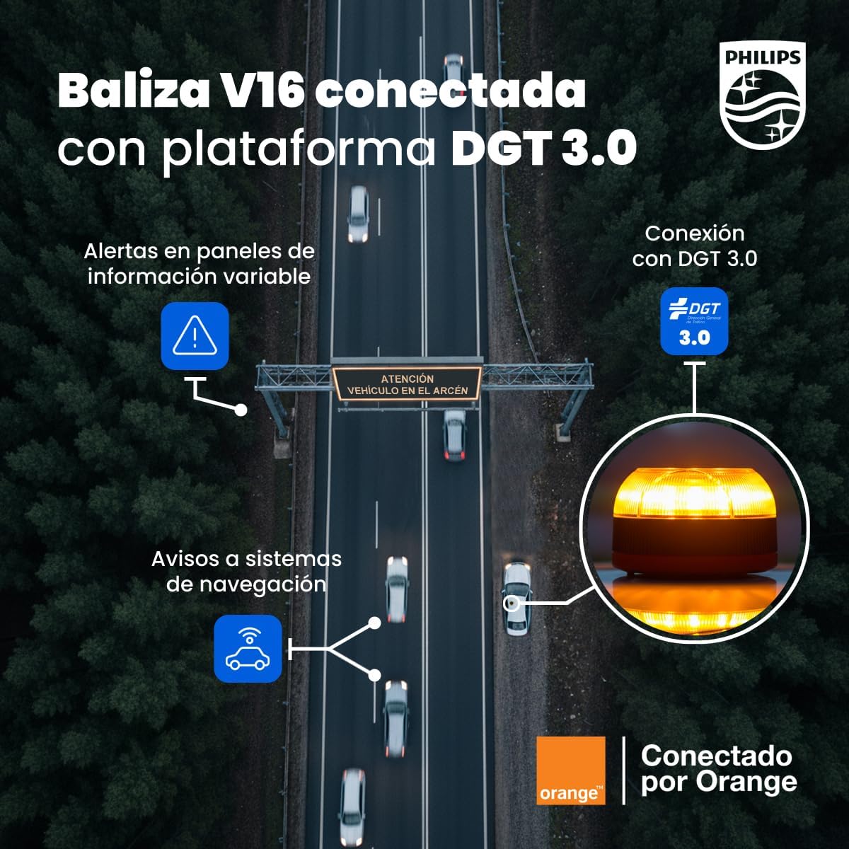 Luz Baliza de Señalización de Emergencia V16 conectada DGT 3.0 Homologada - Imagen 3