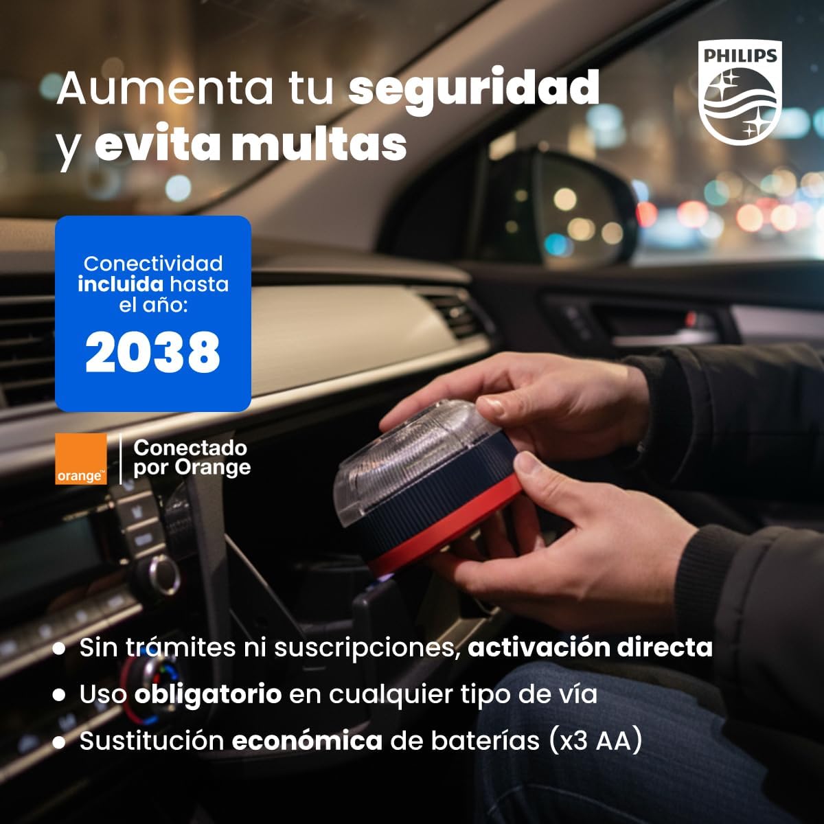 Luz Baliza de Señalización de Emergencia V16 conectada DGT 3.0 Homologada - Imagen 2